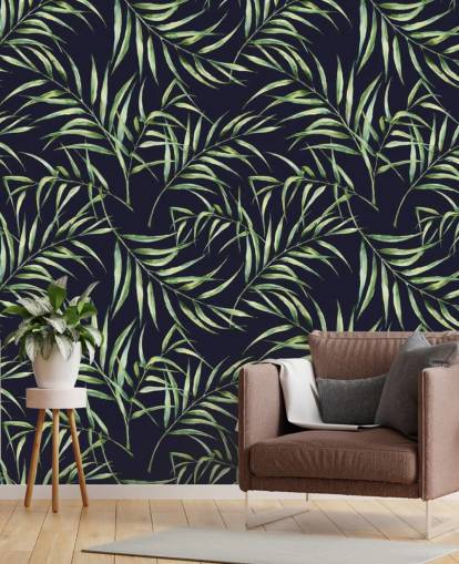 Botanical Palm Tree Print Wallpaper Palm Print Wallpaper