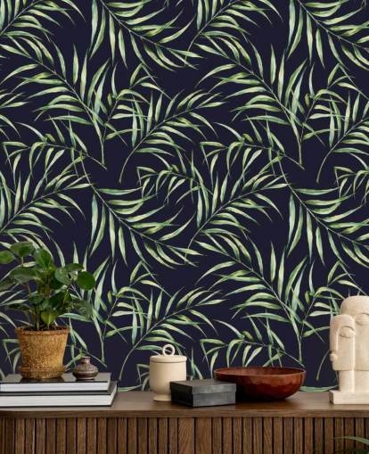 Botanical Palm Tree Print Wallpaper Palm Print Wallpaper