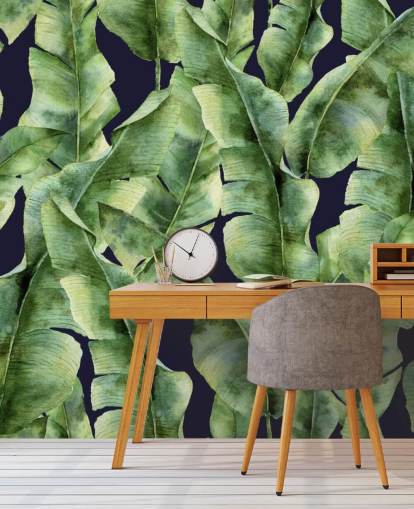 tropical-banana-feuille-palmier-papier peint