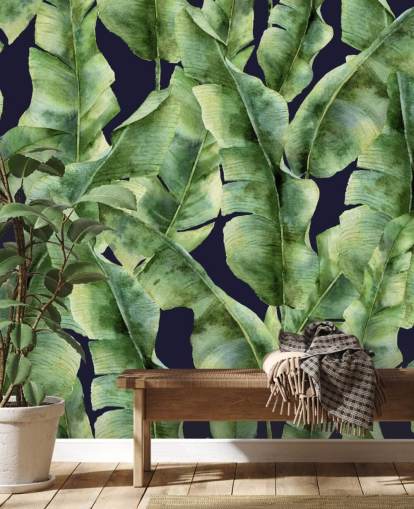 tropiske-banan-blad-palm-træ-tapet