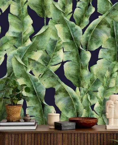 tropical-banana-feuille-palmier-papier peint