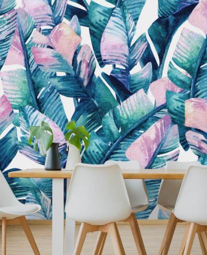 papel pintado de hojas verdes teñidas de púrpura papel pintado de hojas verdes teñidas de púrpura