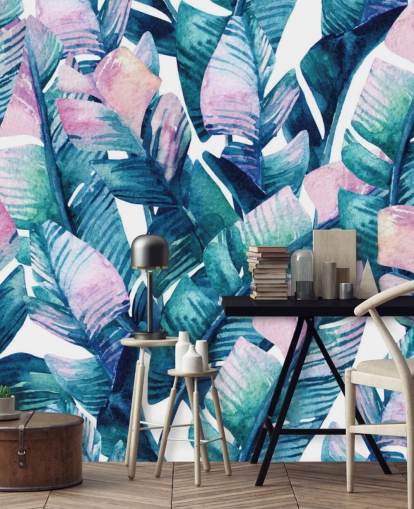 papel pintado de hojas verdes teñidas de púrpura papel pintado de hojas verdes teñidas de púrpura