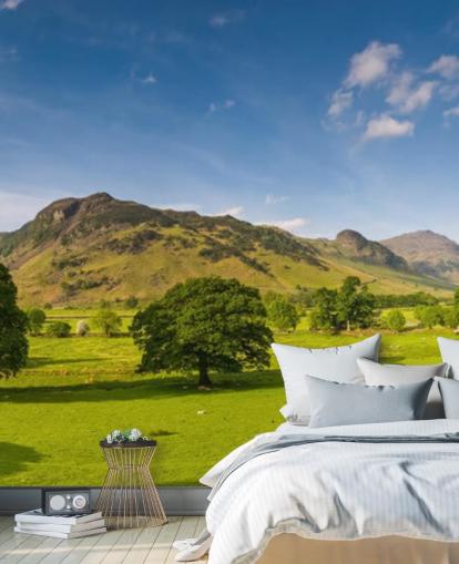 Lake District grønne felt og blå himmel veggmaleri