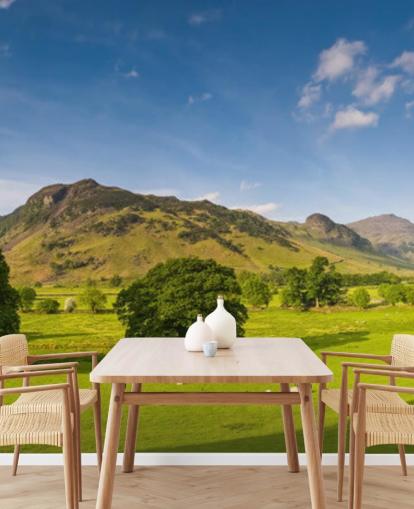 Lake District Grüne Felder und Blauer Himmel Fototapete