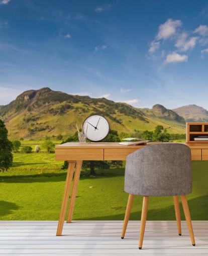 Decorazione murale con campi verdi e cielo blu nel Lake District