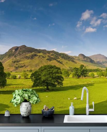 Lake District Grüne Felder und Blauer Himmel Fototapete Lake District Grüne Felder und Blauer Himmel Fototapete