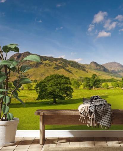 Lake District Green Fields and Blue Sky Wall Mural Lake District Green Fields and Blue Sky Wall Mural