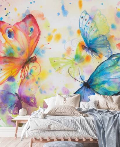 fargerikt sommerfugl tapet veggmaleri kalt Flying Butterflies for barnas soverom