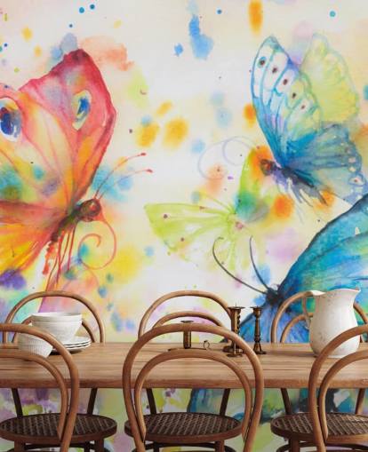 colorful butterfly wallpaper mural called Flying Butterflies for kids bedrooms