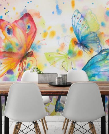 papier peint mural coloré en forme de papillon appelé Flying Butterflies pour chambres d'enfants