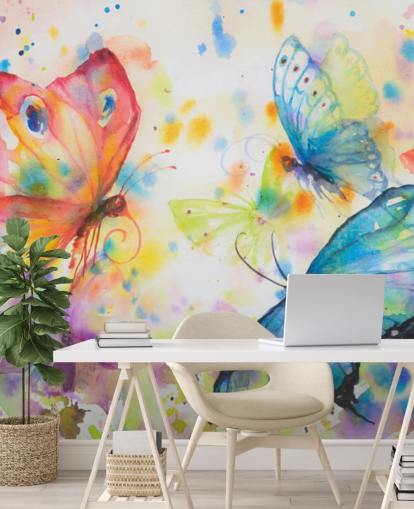 colorful butterfly wallpaper mural called Flying Butterflies for kids bedrooms