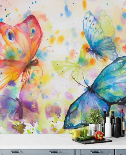 mural de papel de parede de borboleta colorido chamado Flying Butterflies para quartos de crianças mural de papel de parede de borboleta colorido chamado Flying Butterflies para quartos de crianças