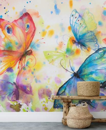 mural colorido de mariposas llamado Flying Butterflies para dormitorios de niños