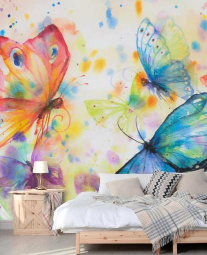mural colorido de mariposas llamado Flying Butterflies para dormitorios de niños