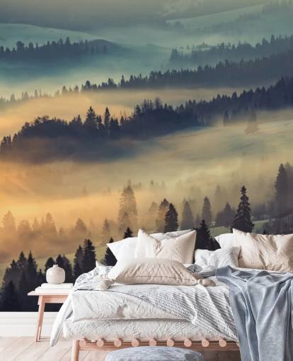 Orange und Blauer Nebel Fototapete