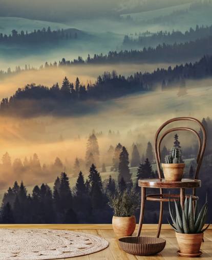 Orange und Blauer Nebel Fototapete