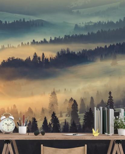 Oransje og blå Mist Mural