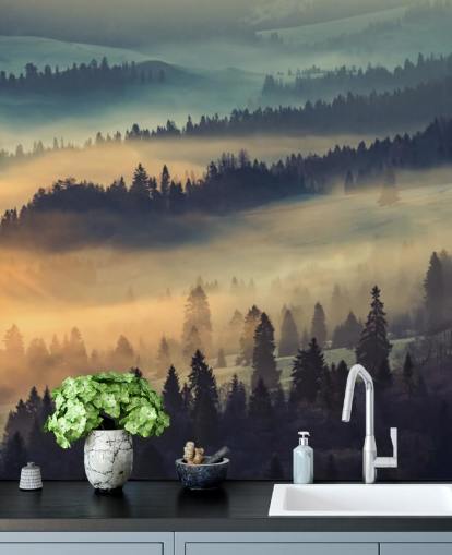 Orange and Blue Mist Mural