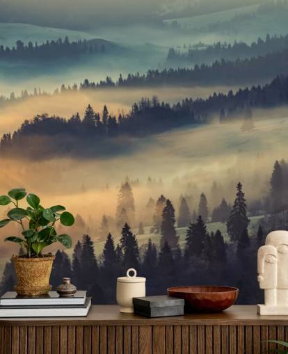 Mural Niebla naranja y azul