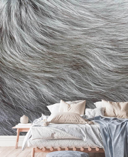 Papier Peint Imprimé Fourrure Gris