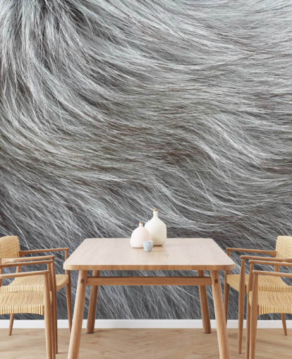 Grey Fluffy Fur Print Wallpaper