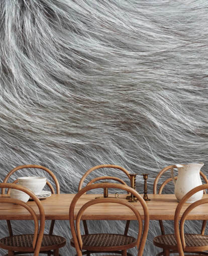 Grey Fluffy Fur Print Wallpaper