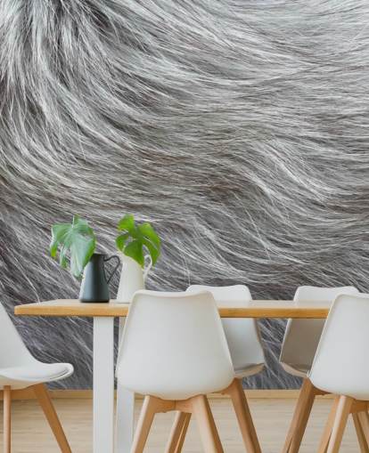 Grey Fluffy Fur Print Wallpaper