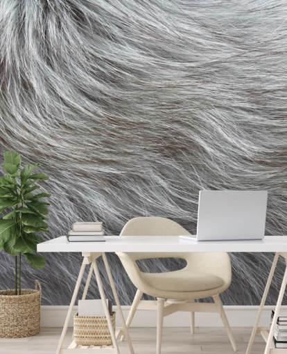 Papier Peint Imprimé Fourrure Gris