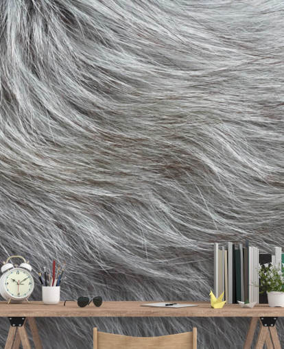 Grå Fluffy Fur Print Bakgrunn