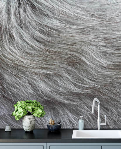 Papier Peint Imprimé Fourrure Gris