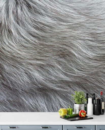 Grey Fluffy Fur Print Wallpaper