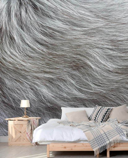 Papier Peint Imprimé Fourrure Gris