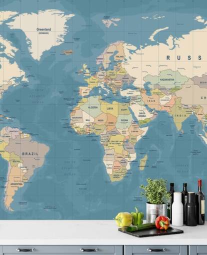 tilpasselig verdenskort tapetmaleri kaldet Map of the World Vægmaleri til soveværelser