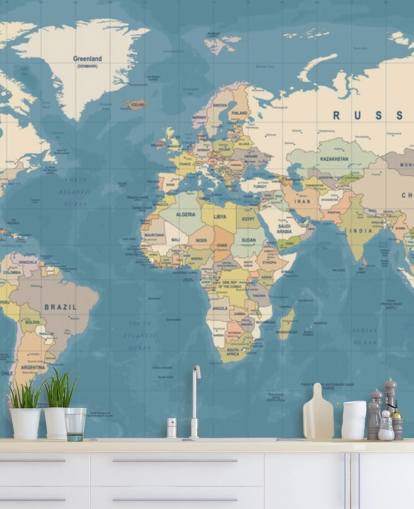 customisable world map wallpaper mural called Map of the World Mural for bedrooms customisable world map wallpaper mural called Map of the World Mural for bedrooms