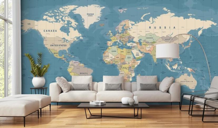 World Map Wallpaper & Wall Murals | Wallsauce UK