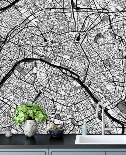 Map of Paris Mural