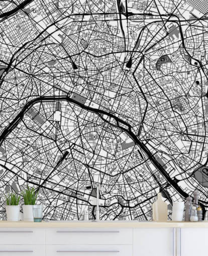 Map of Paris Mural