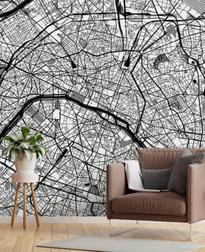 Murale con mappa di Parigi Murale con mappa di Parigi