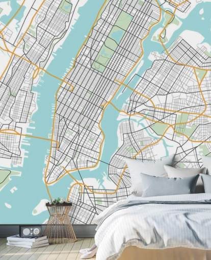 blue and white new york city wallpaper mural called New York City Map blue and white new york city wallpaper mural called New York City Map