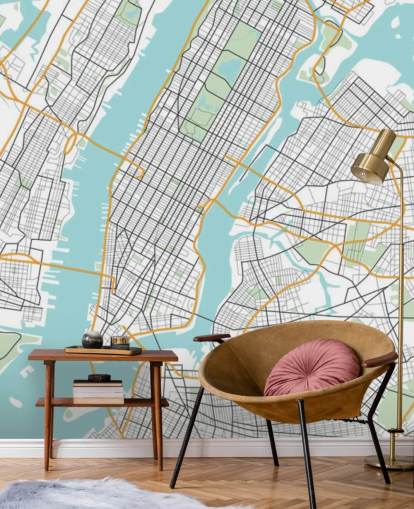 blue and white new york city wallpaper mural called New York City Map blue and white new york city wallpaper mural called New York City Map