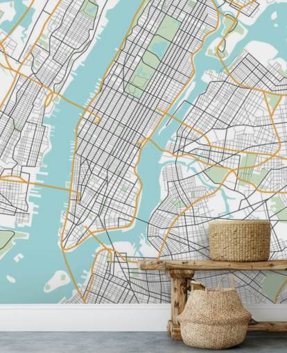 blue and white new york city wallpaper mural called New York City Map blue and white new york city wallpaper mural called New York City Map