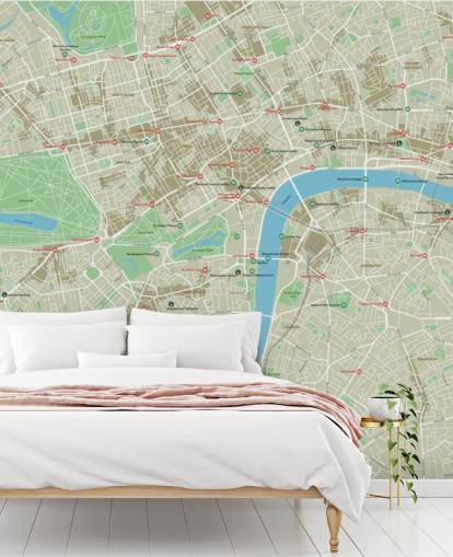 Carta da parati murale con mappa di Londra Carta da parati murale con mappa di Londra