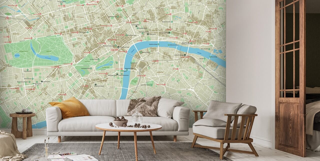 City Map of London Mural Wallpaper Wallsauce US