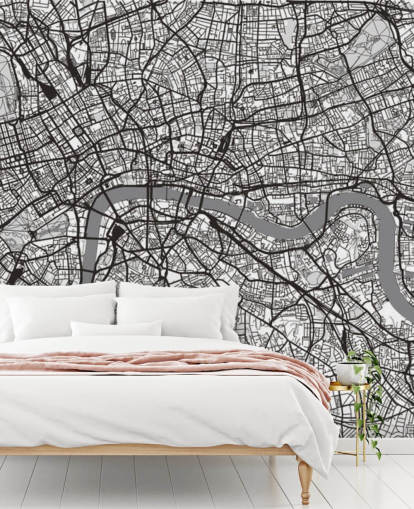 black and white london map wallpaper