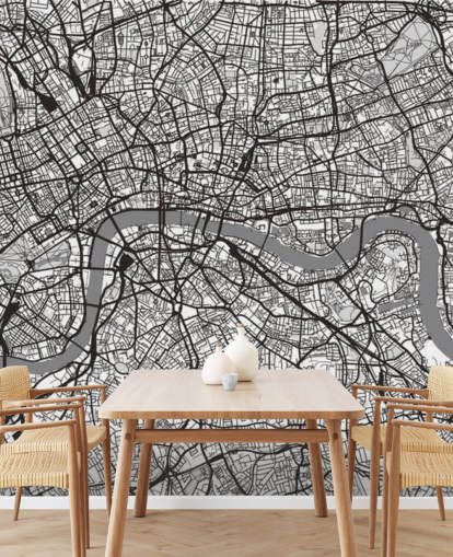 black and white london map wallpaper