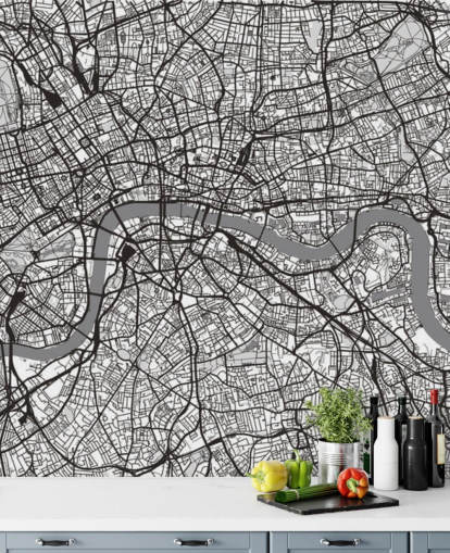 black and white london map wallpaper
