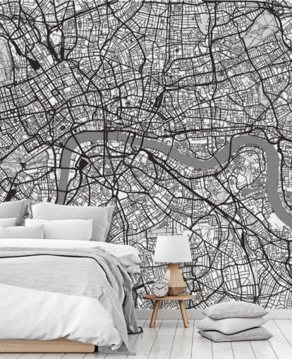 black and white london map wallpaper