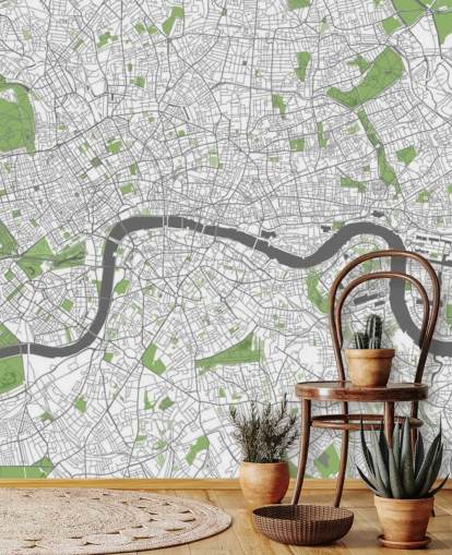 white and green map of london wallpaper called Detailed Map of London for bedrooms, home offices and dining rooms white and green map of london wallpaper called Detailed Map of London for bedrooms, home offices and dining rooms