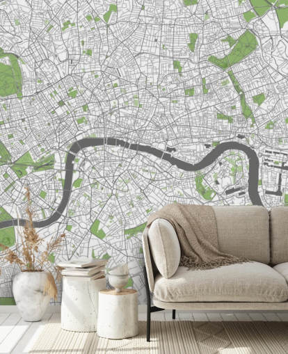 fondo de pantalla blanco y verde del mapa de Londres llamado Mapa detallado de Londres para dormitorios, oficinas en casa y comedores fondo de pantalla blanco y verde del mapa de Londres llamado Mapa detallado de Londres para dormitorios, oficinas en casa y comedores